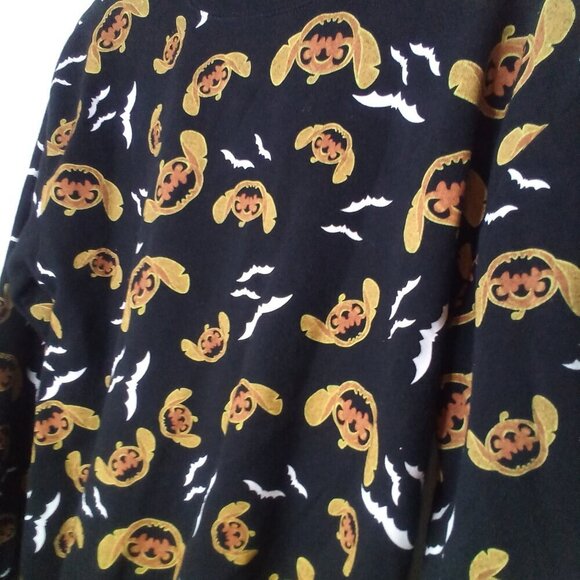 Disney Stitch Sweatshirt Juniors XS Long Sleeve Halloween Pumpkin Black Orange - Picture 8 of 15